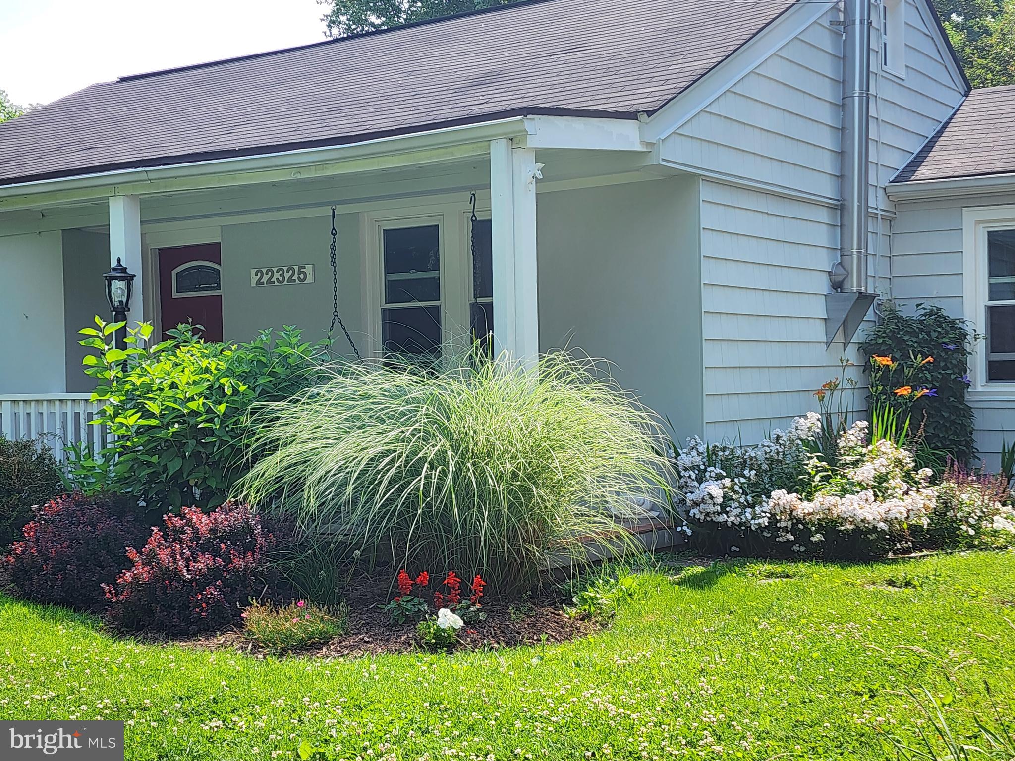 a front view of a house with a yard and plants