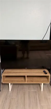 a view of a bench in a room