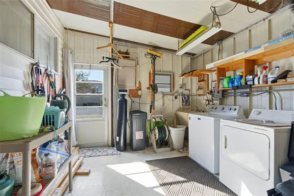 a view of a porch with seating space