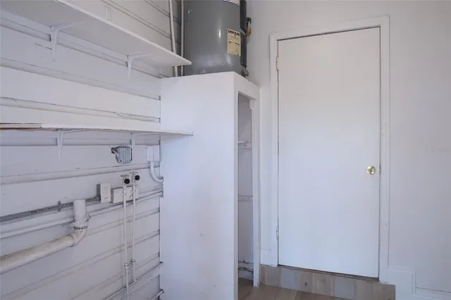 a bathroom with a shower and vanity