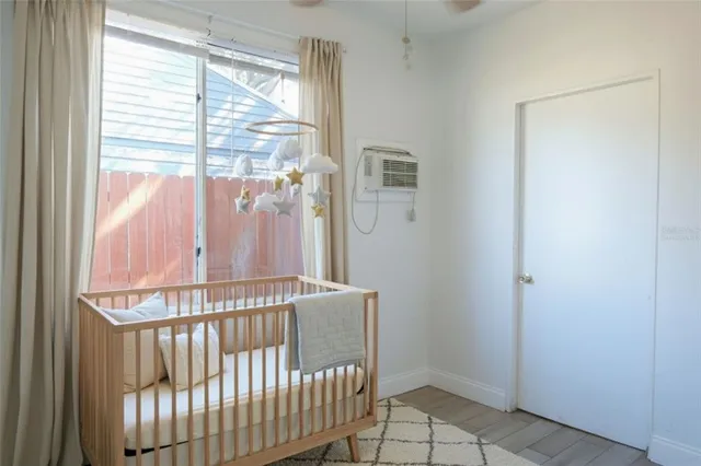 a view of a black and white door