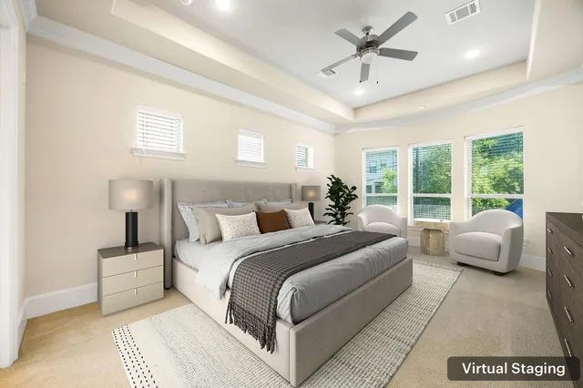 a bed room with a bed and a couch