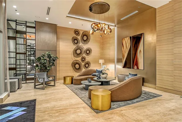 a living room with furniture and a couch