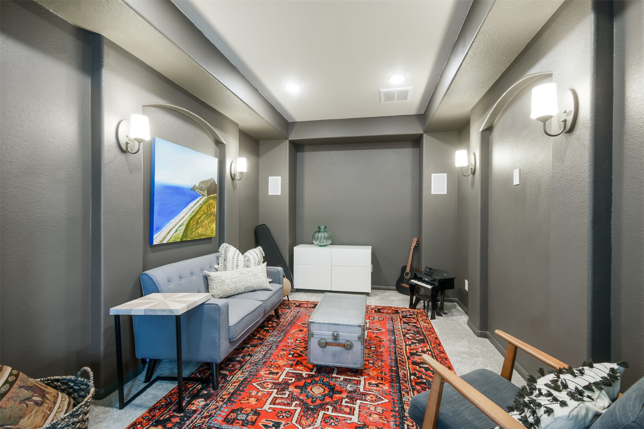 105 Potts Street Georgetown, TX 78628 - Photo 22 of 37 a bed room with a bed and a mirror