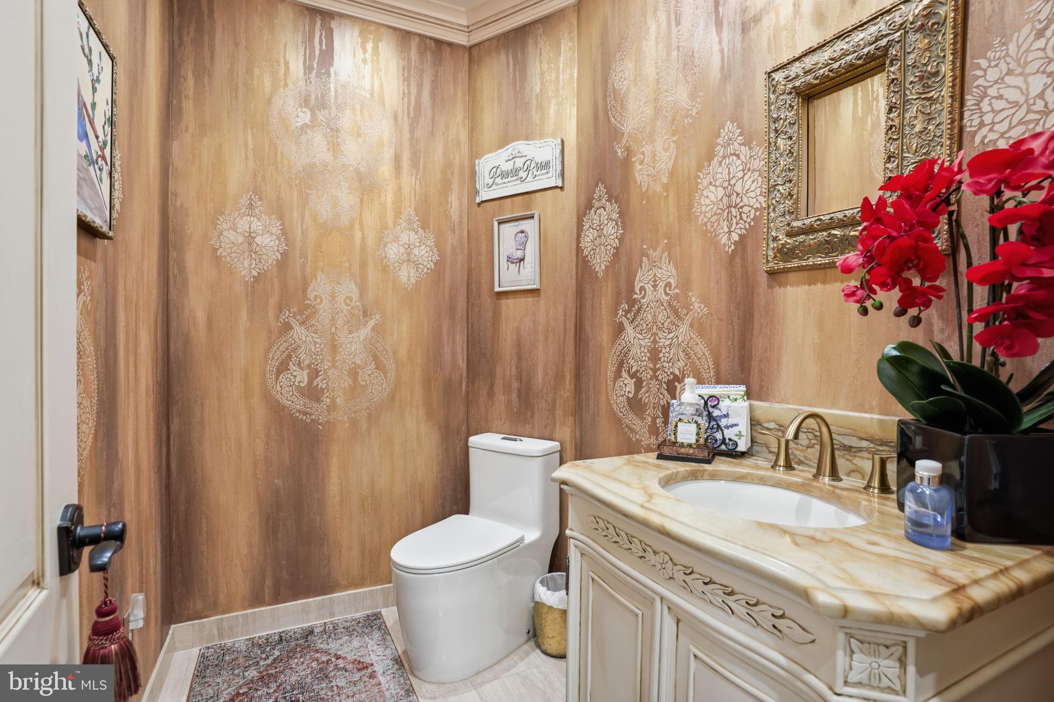 1066 Washington Crossing Road Washington Crossing, PA 18977 - Photo 70 of 92 a spacious bathroom with a granite countertop sink a toilet and a shower curtain