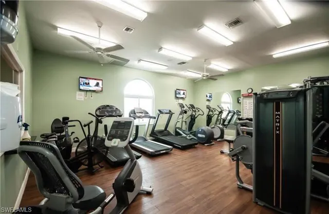 a view of a room with gym equipment