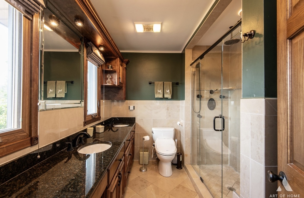 12809 Brian Place Palos Park, IL 60464 - Photo 29 of 31 a bathroom with a sink a toilet a mirror and shower