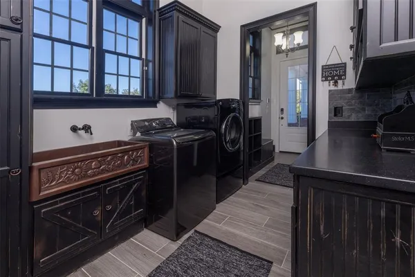 a view of a swimming pool with outdoor seating