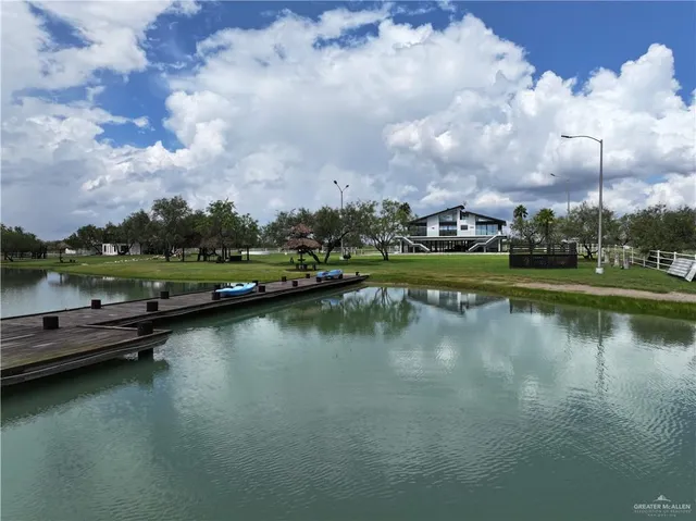 a view of a lake with outside space