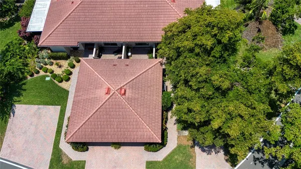 an aerial view of a house