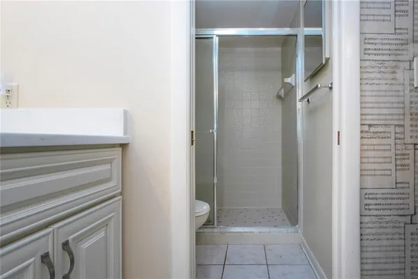 a bathroom with a shower