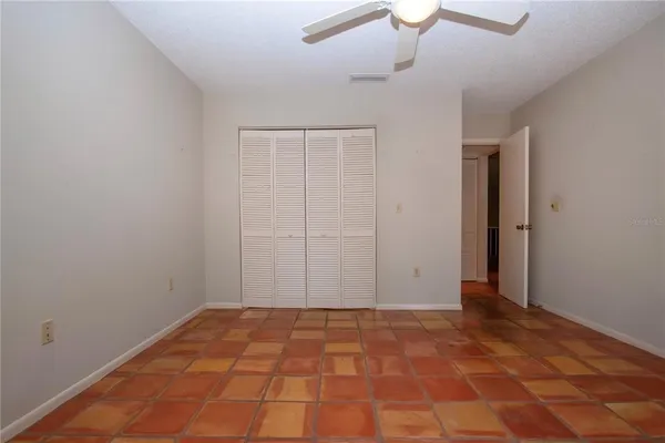 an empty room with closet