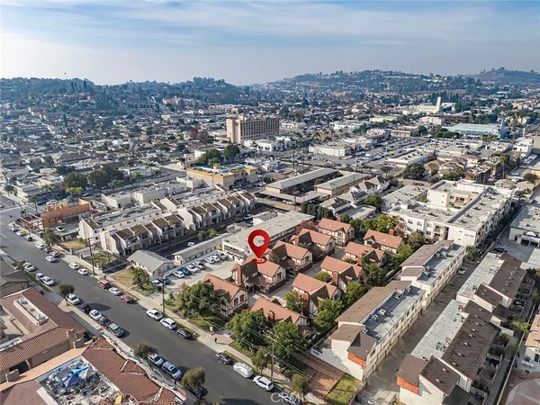 an aerial view of a city