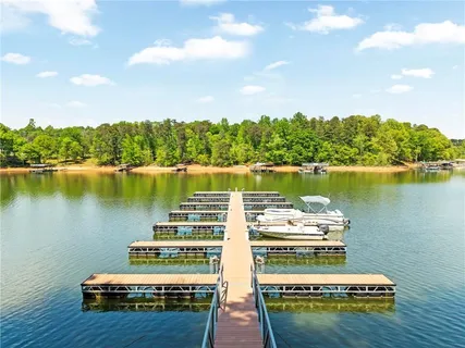 a view of a lake with houses