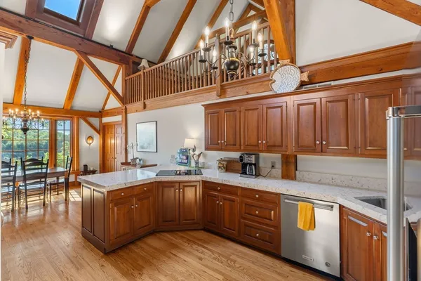 a kitchen with lots of counter top space