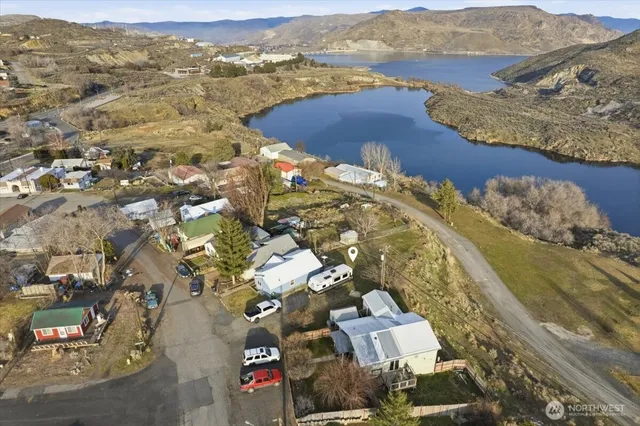 a view of a city with mountains in the background