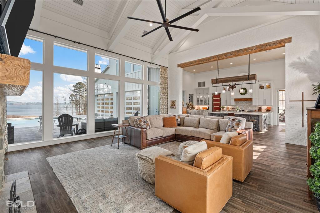 5296 Linton Cutoff Road Benton, LA 71006 - Photo 18 of 40 Living area with ceiling fan, healthy amount of natural light, dark wood-type flooring, and recessed lighting