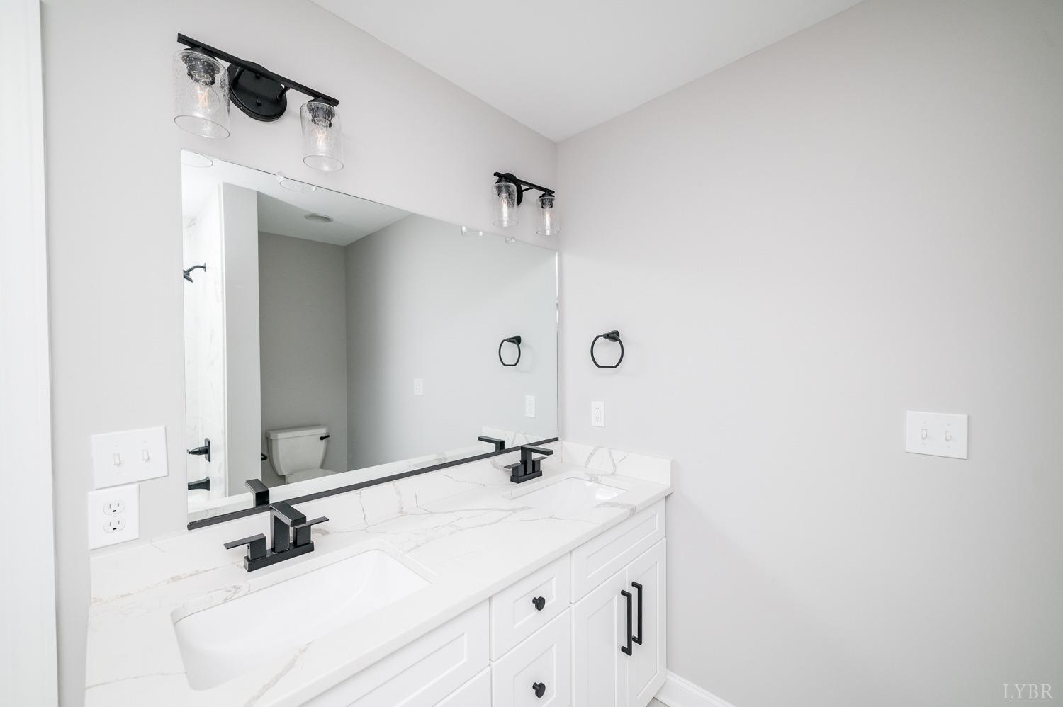 1073 South Westyn Loop Forest, VA 24551 - Photo 28 of 66 a bathroom with a sink a mirror and shower