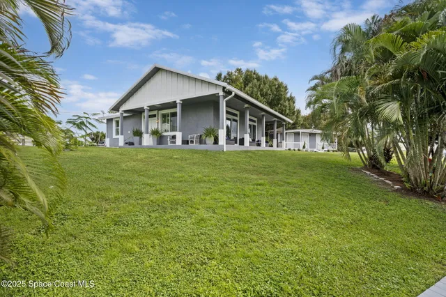 a living room with furniture potted plant and a large window