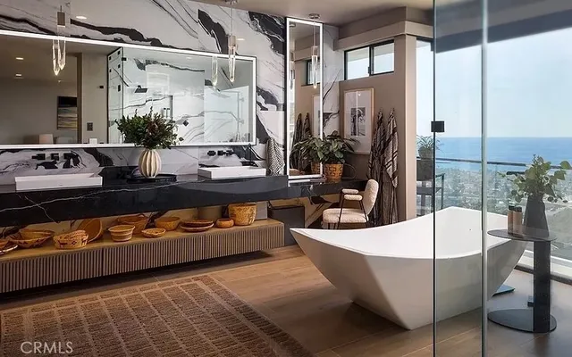 a bedroom with a bed and a walk in closet