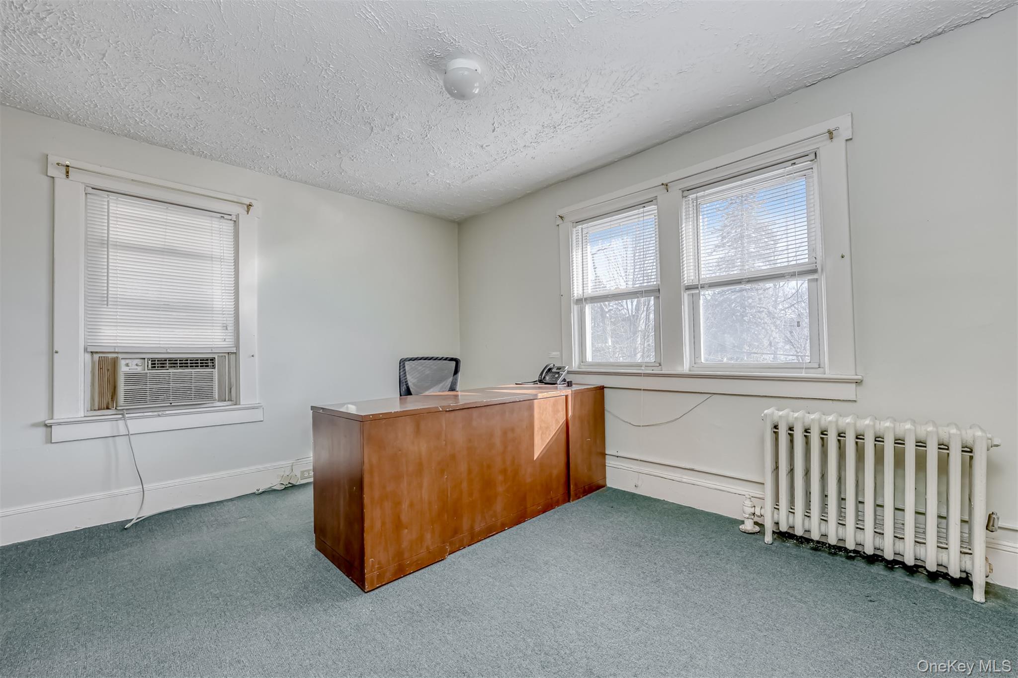 313 North Main Street Spring Valley, NY 10977 - Photo 15 of 19 Unfurnished office featuring radiator, a textured ceiling, carpet flooring, and cooling unit