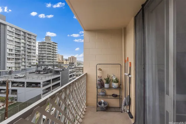 a view of a balcony and an outdoor space