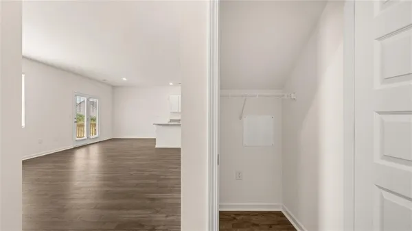 an empty room with windows