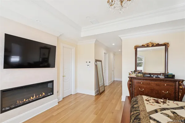 a living room with a couch and a fireplace