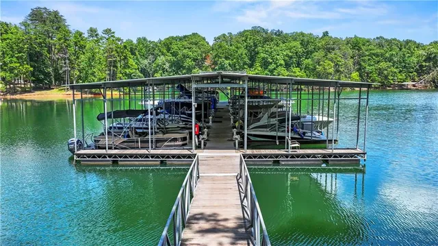 a view of a balcony with lake view