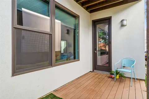 a view of outdoor space deck and kitchen