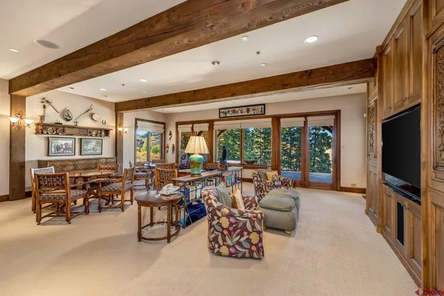 a view of a swimming pool with a lounge chair