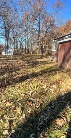 a view of road with large trees