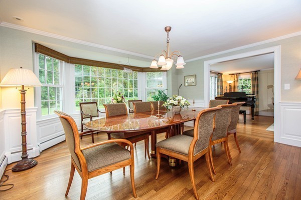 89 Black Oak Road Weston, MA 02493 - Photo 5 of 14 a view of a dining room with furniture wooden floor and chandelier