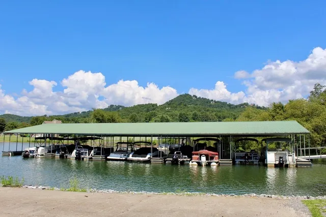 a view of a lake with houses
