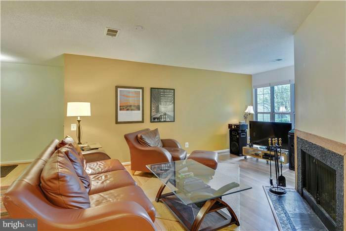 12009 Golf Ridge Court, Unit 202 Fairfax, VA 22033 - Photo 3 of 30 a living room with furniture a fireplace and a flat screen tv