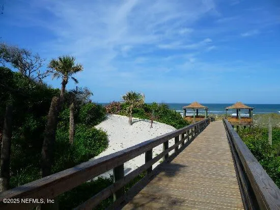 a view of a wooden bridge