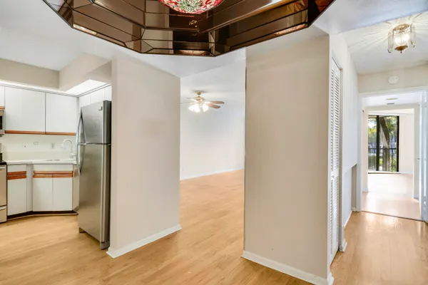 a view of a building with a garden