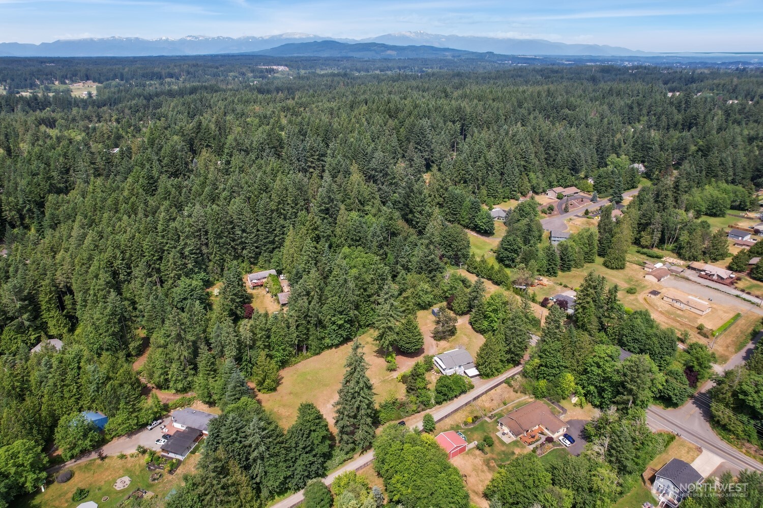 2670 Southeast Bielmeier Road Port Orchard, WA 98367 - Photo 35 of 39 an aerial view of green landscape with trees houses and mountain view