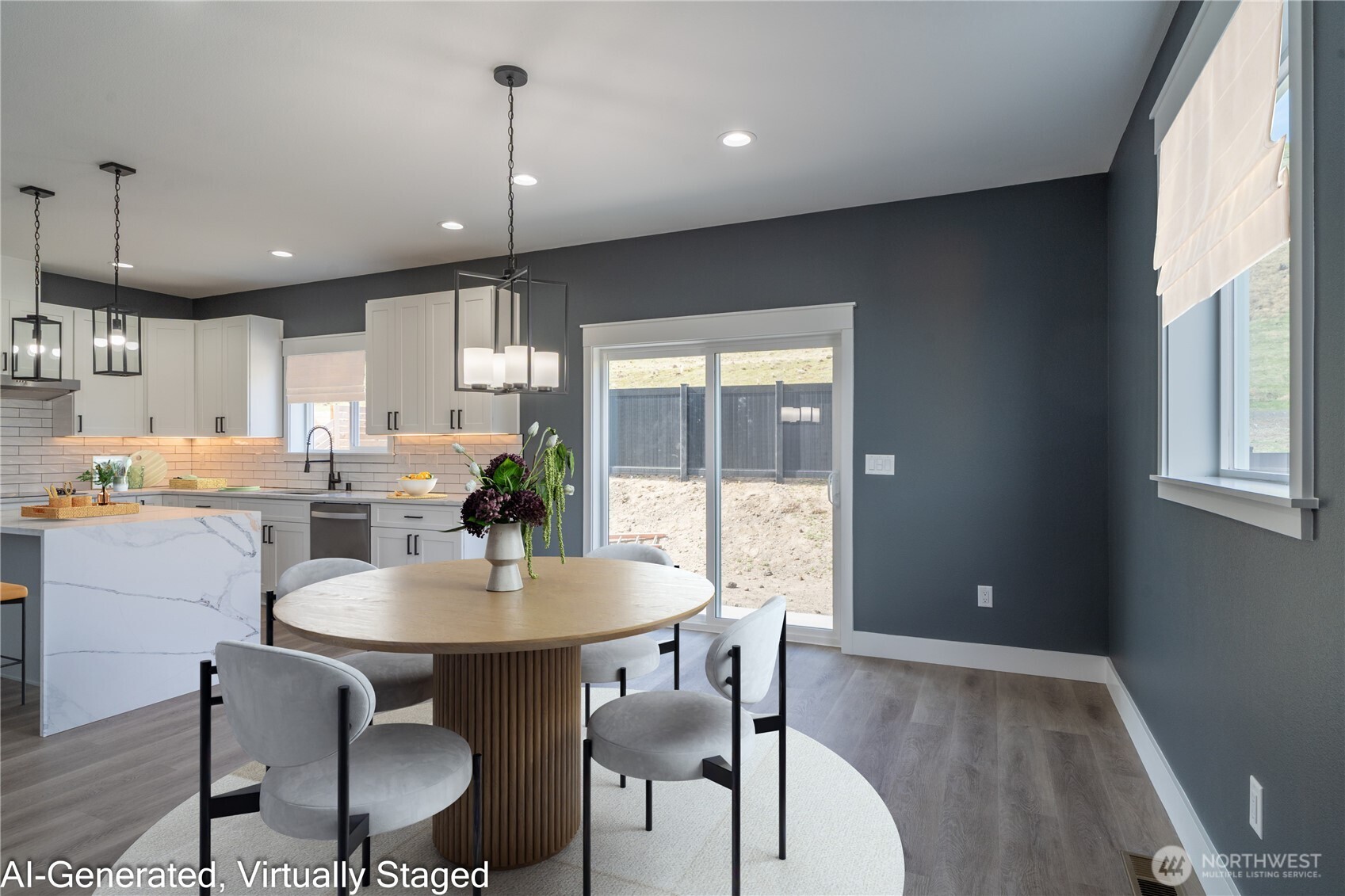 201 Bridgeview Drive Vantage, WA 98950 - Photo 5 of 40 a dining room with furniture a chandelier and wooden floor