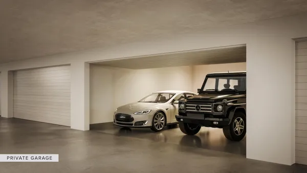 a view of a car in garage