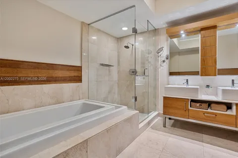 a bathroom with a bathtub