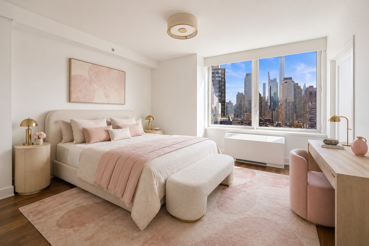 60 Riverside Boulevard, Unit 2802 Manhattan, NY 10069 - Photo 8 of 25 a spacious bedroom with a bed and a large window