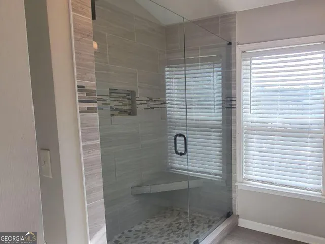 a bathroom with a shower