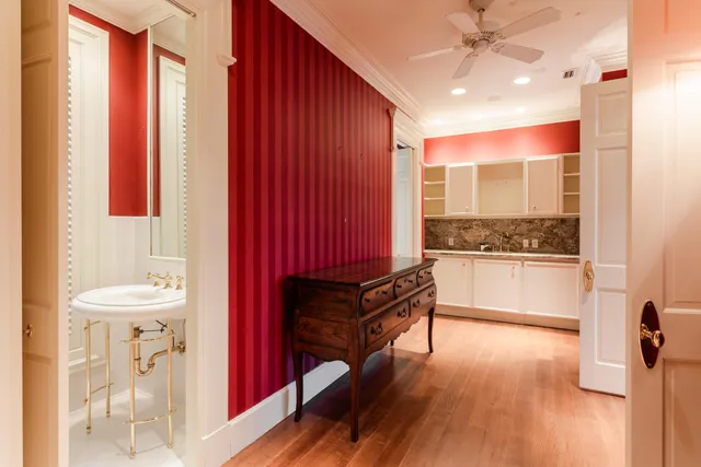 a bathroom with a bathtub and shower