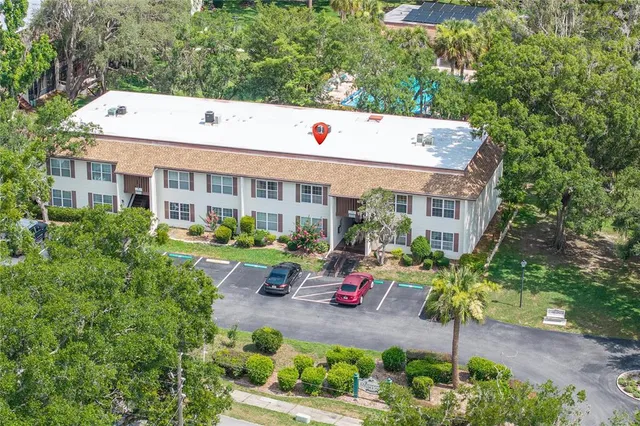 a view of backyard with plants and outdoor seating