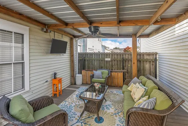a outdoor living space with furniture