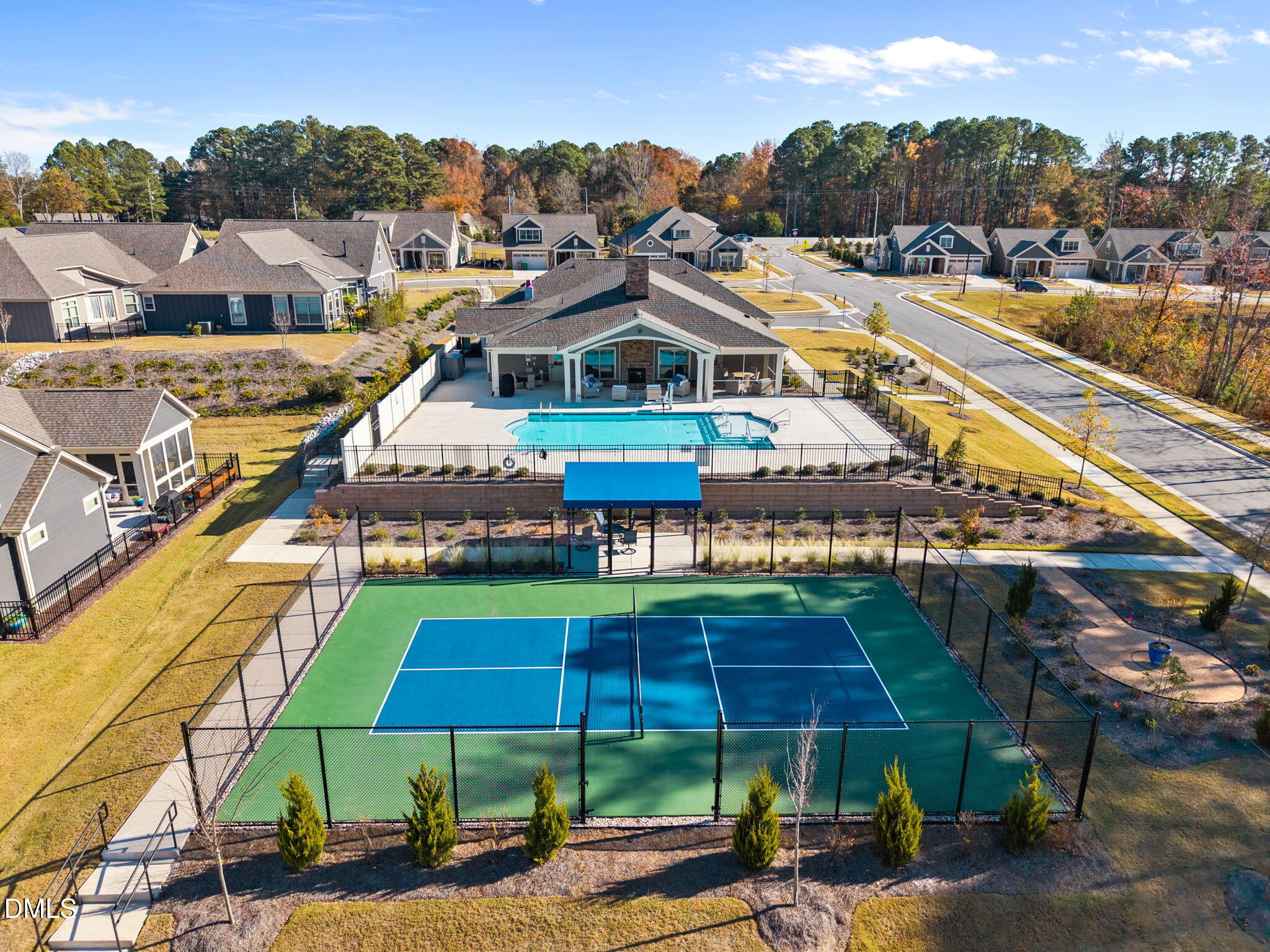 1405 Rich Inlet Cary, NC 27519 - Photo 40 of 44 an aerial view of a houses with a swimming pool