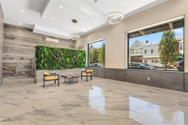 an outdoor space with chairs