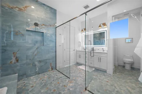 a view of a lake with a building in the background