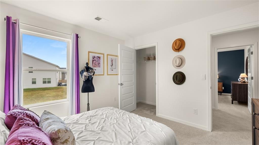 11933 Aukerman Way Hampton, GA 30228 - Photo 39 of 42 a bedroom with a bed and a large mirror